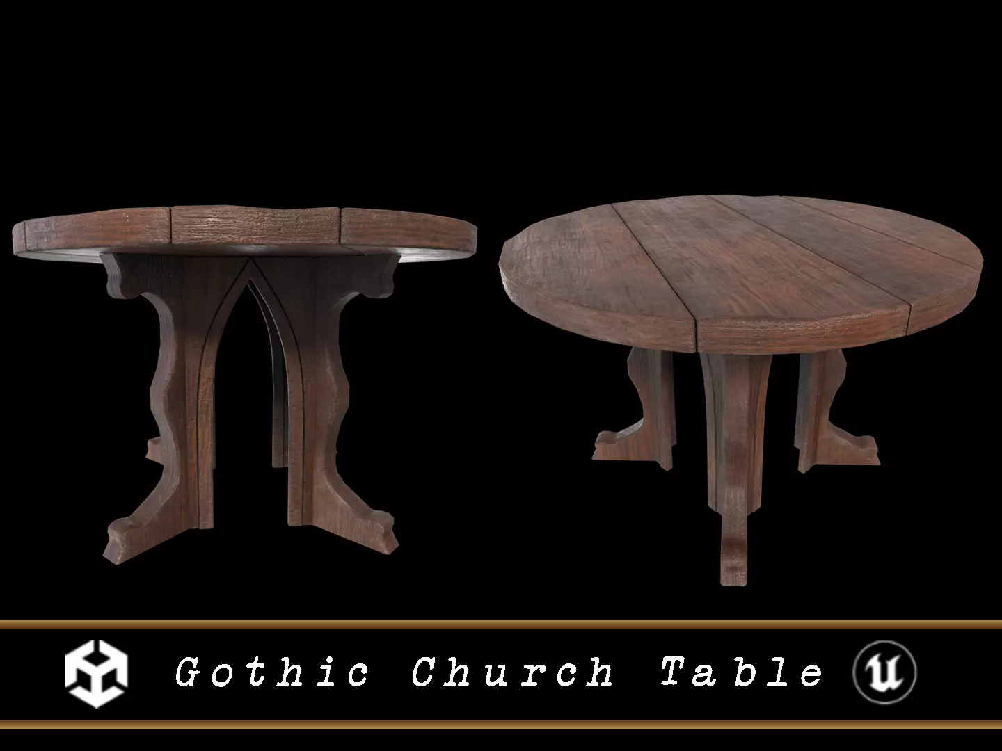 Gothic Church Table  Low-poly 3D model_0