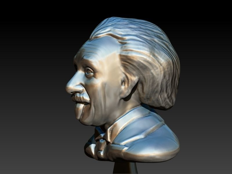 Albert Einstein Bust Statue sculpture 3D print model_3