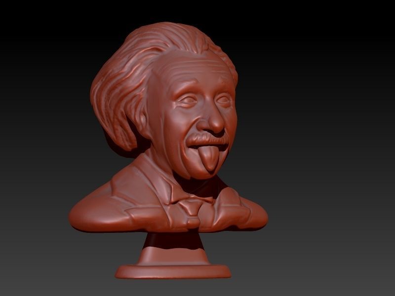 Albert Einstein Bust Statue sculpture 3D print model_8