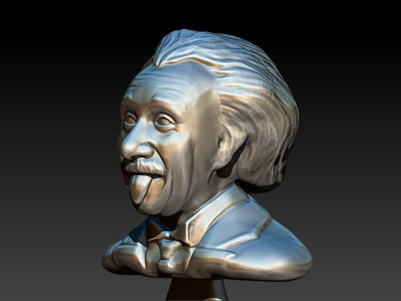 Albert Einstein Bust Statue sculpture 3D print model_12