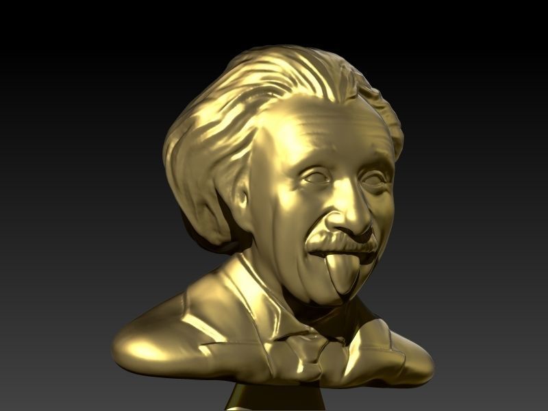 Albert Einstein Bust Statue sculpture 3D print model_9