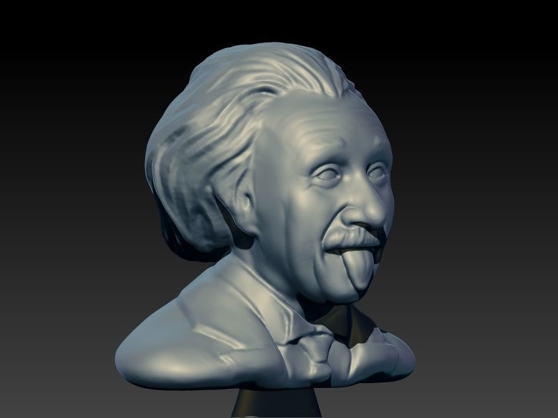 Albert Einstein Bust Statue sculpture 3D print model_5