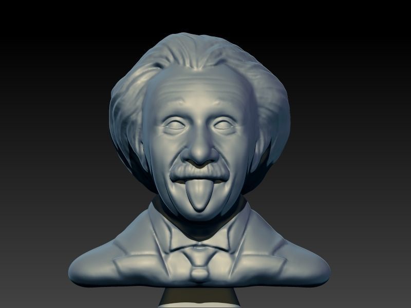 Albert Einstein Bust Statue sculpture 3D print model_4