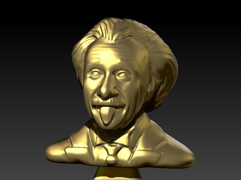 Albert Einstein Bust Statue sculpture 3D print model_7