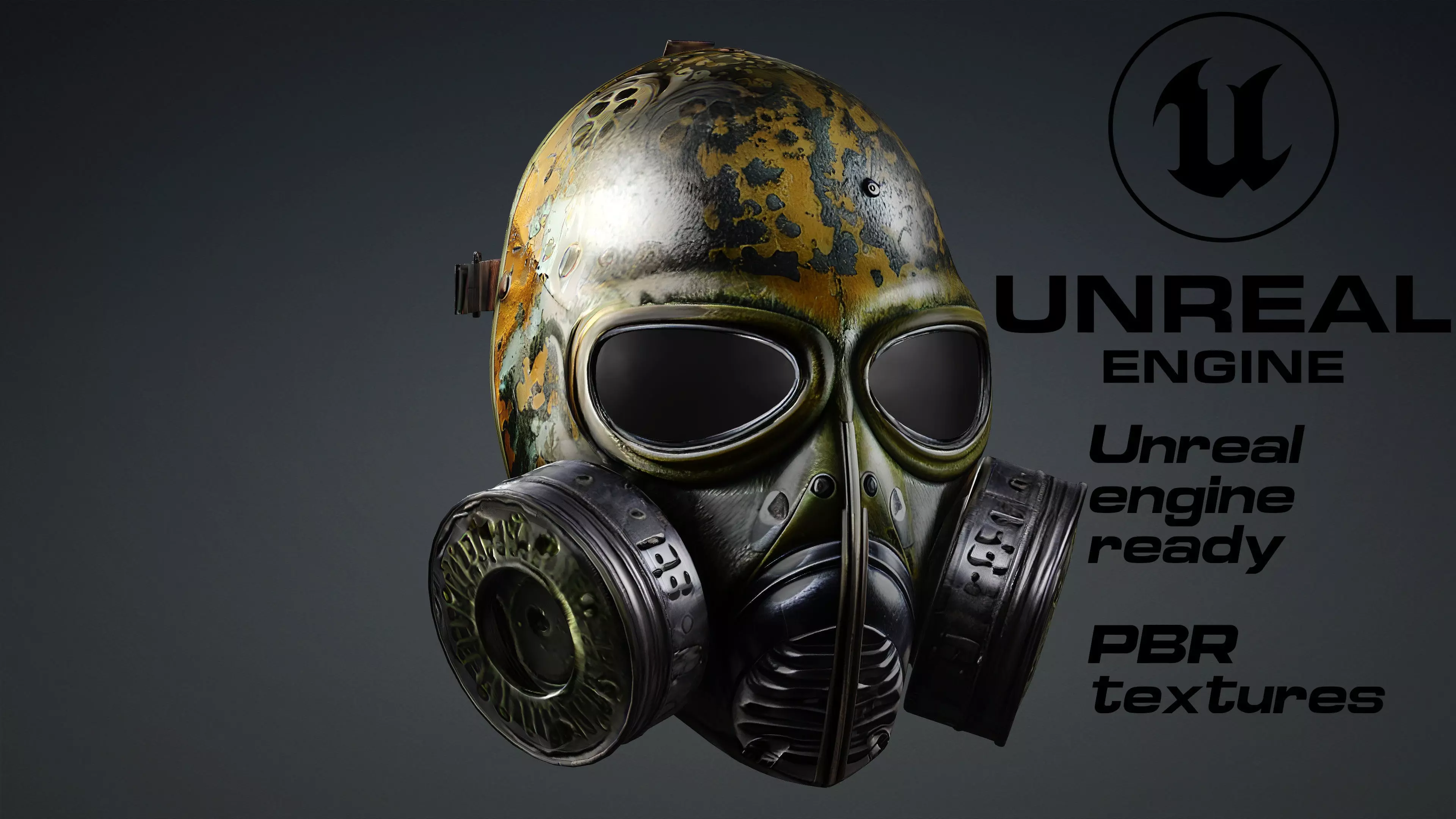 Apocalyptic Gas Mask game ready  UE5  FBX  Low-poly 3D model_0