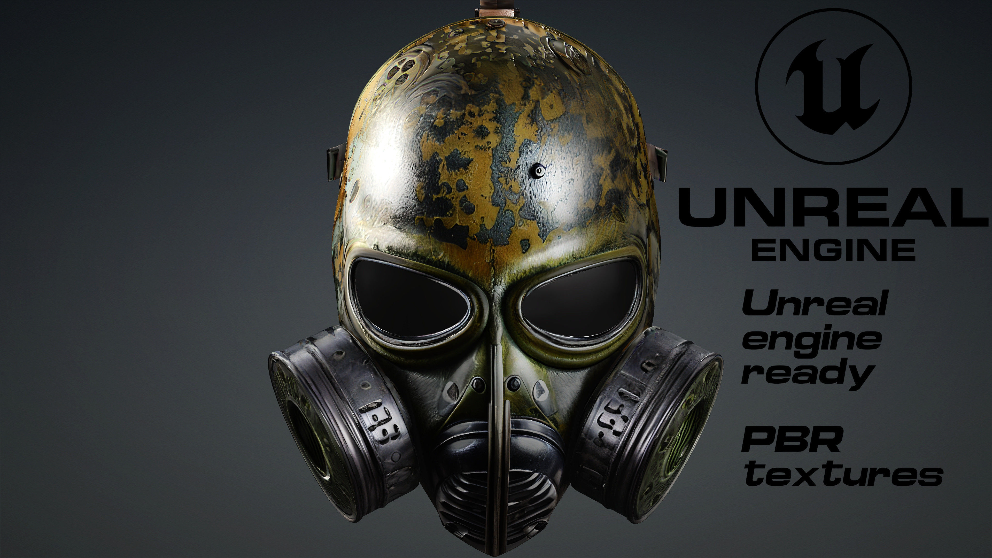 Apocalyptic Gas Mask game ready  UE5  FBX  Low-poly 3D model_3