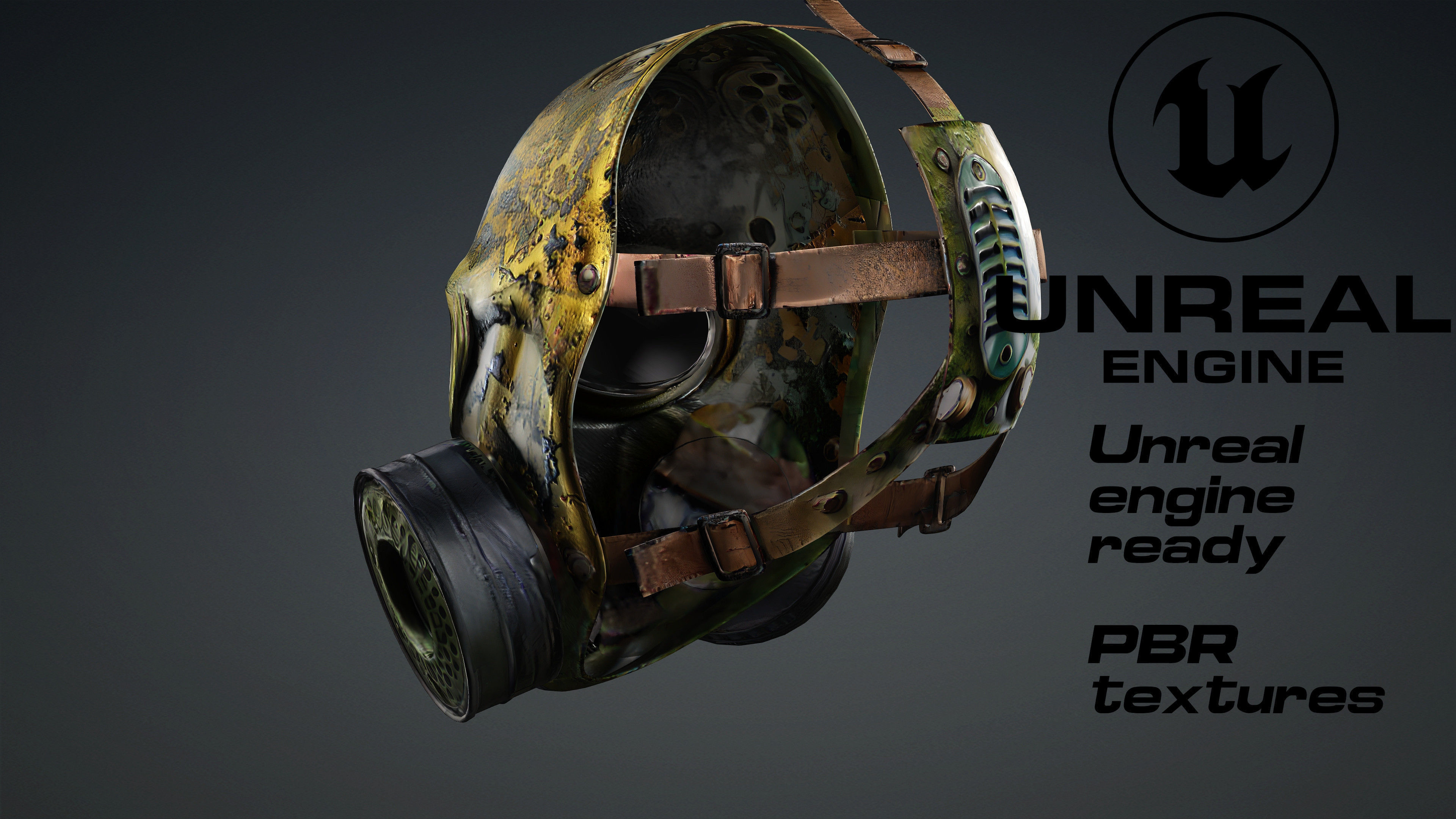 Apocalyptic Gas Mask game ready  UE5  FBX  Low-poly 3D model_2