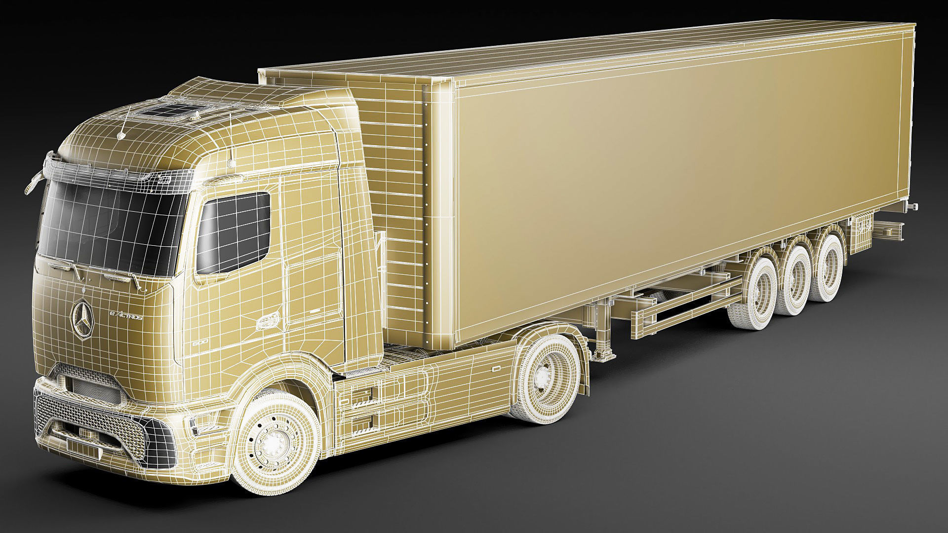Mercedes eActros 600 with trailer 3D model_38