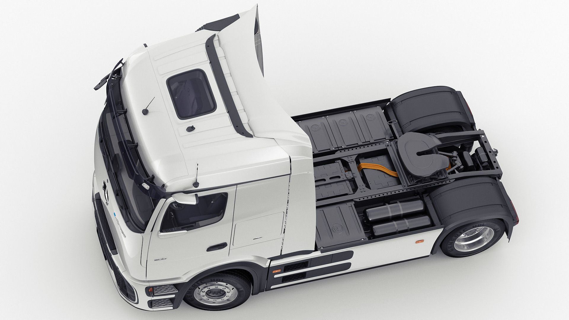 Mercedes eActros 600 with trailer 3D model_14