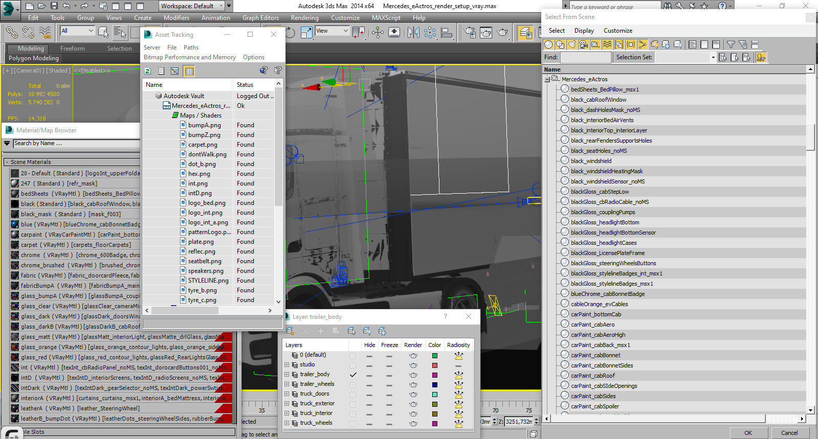 Mercedes eActros 600 with trailer 3D model_45