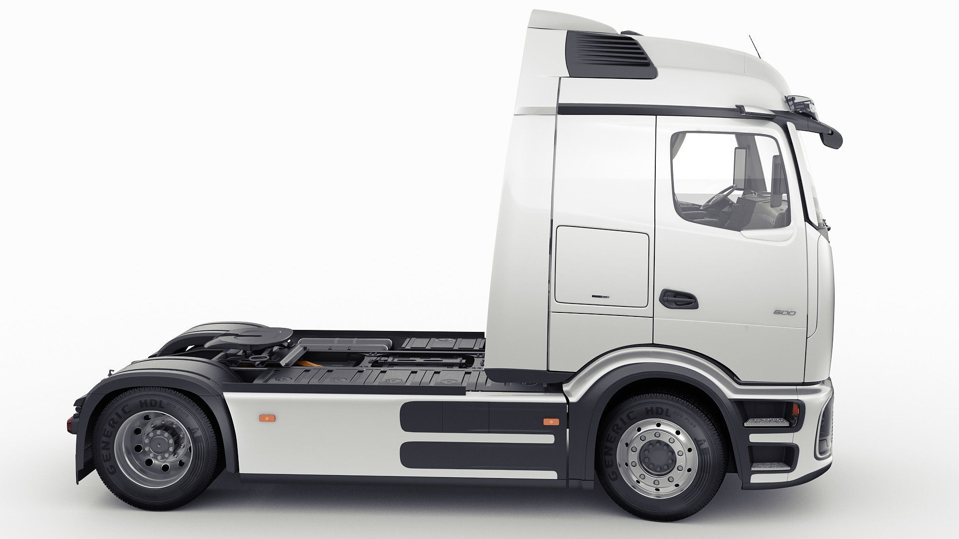 Mercedes eActros 600 with trailer 3D model_4