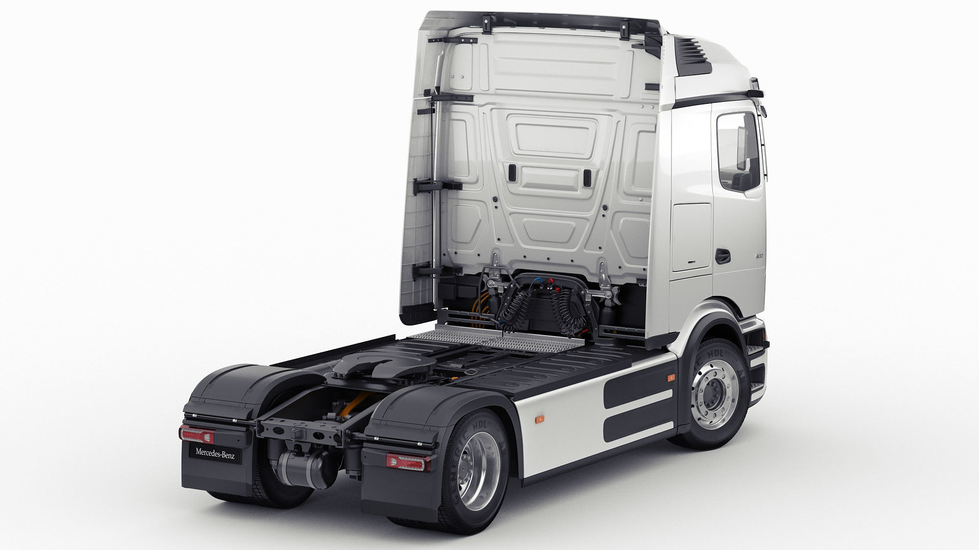 Mercedes eActros 600 with trailer 3D model_3