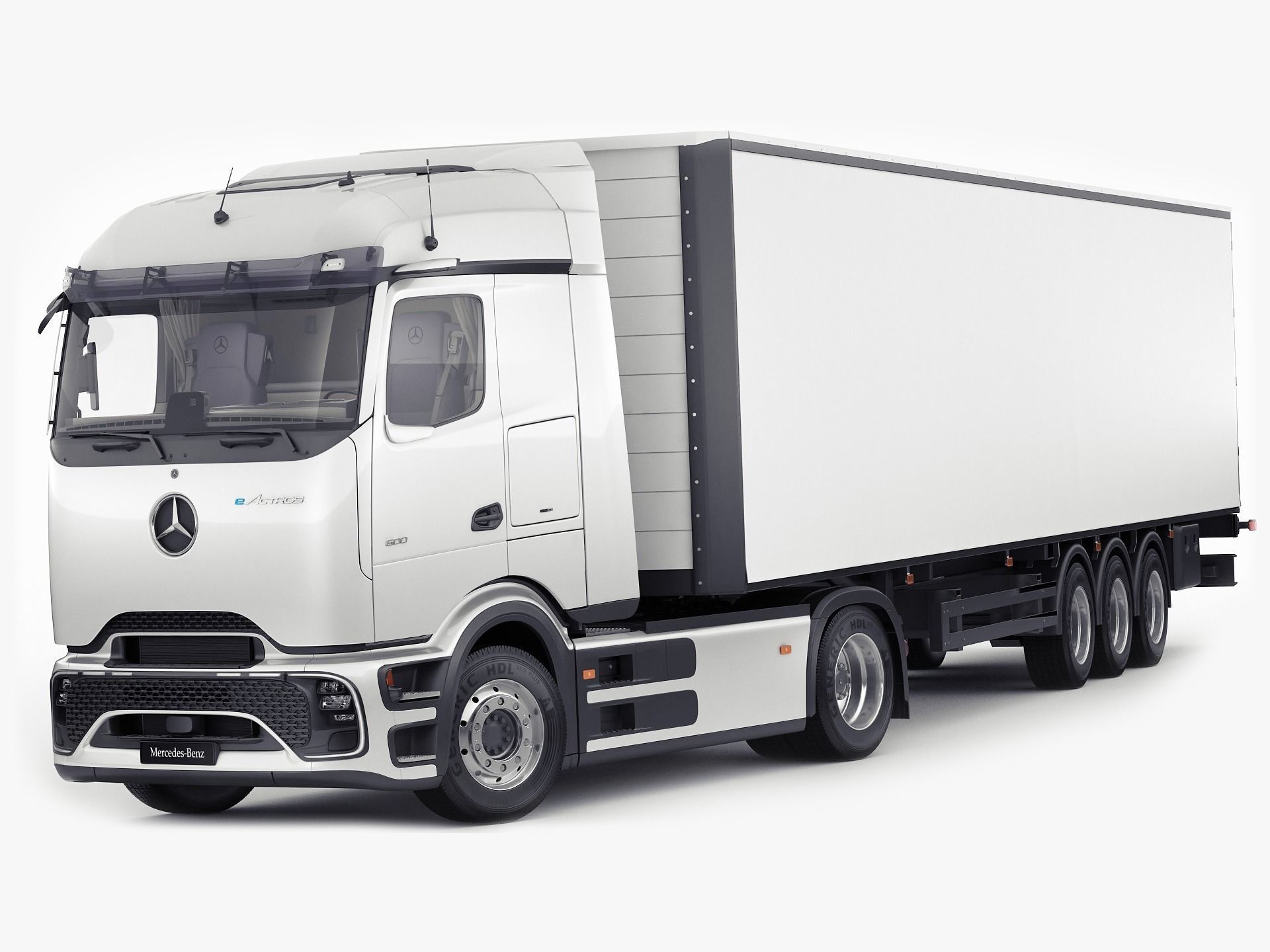 Mercedes eActros 600 with trailer 3D model_0