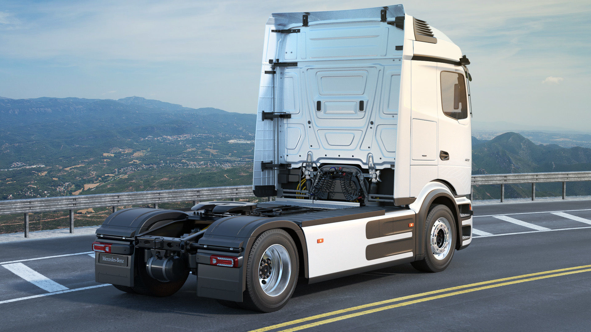 Mercedes eActros 600 with trailer 3D model_7