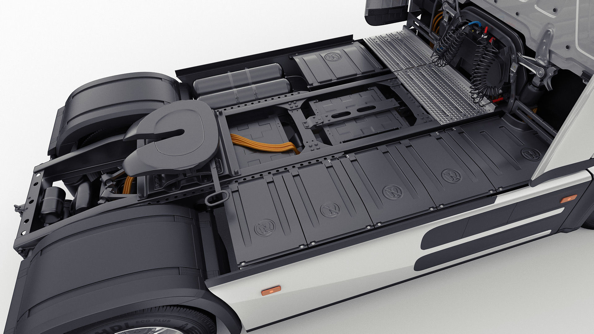 Mercedes eActros 600 with trailer 3D model_17