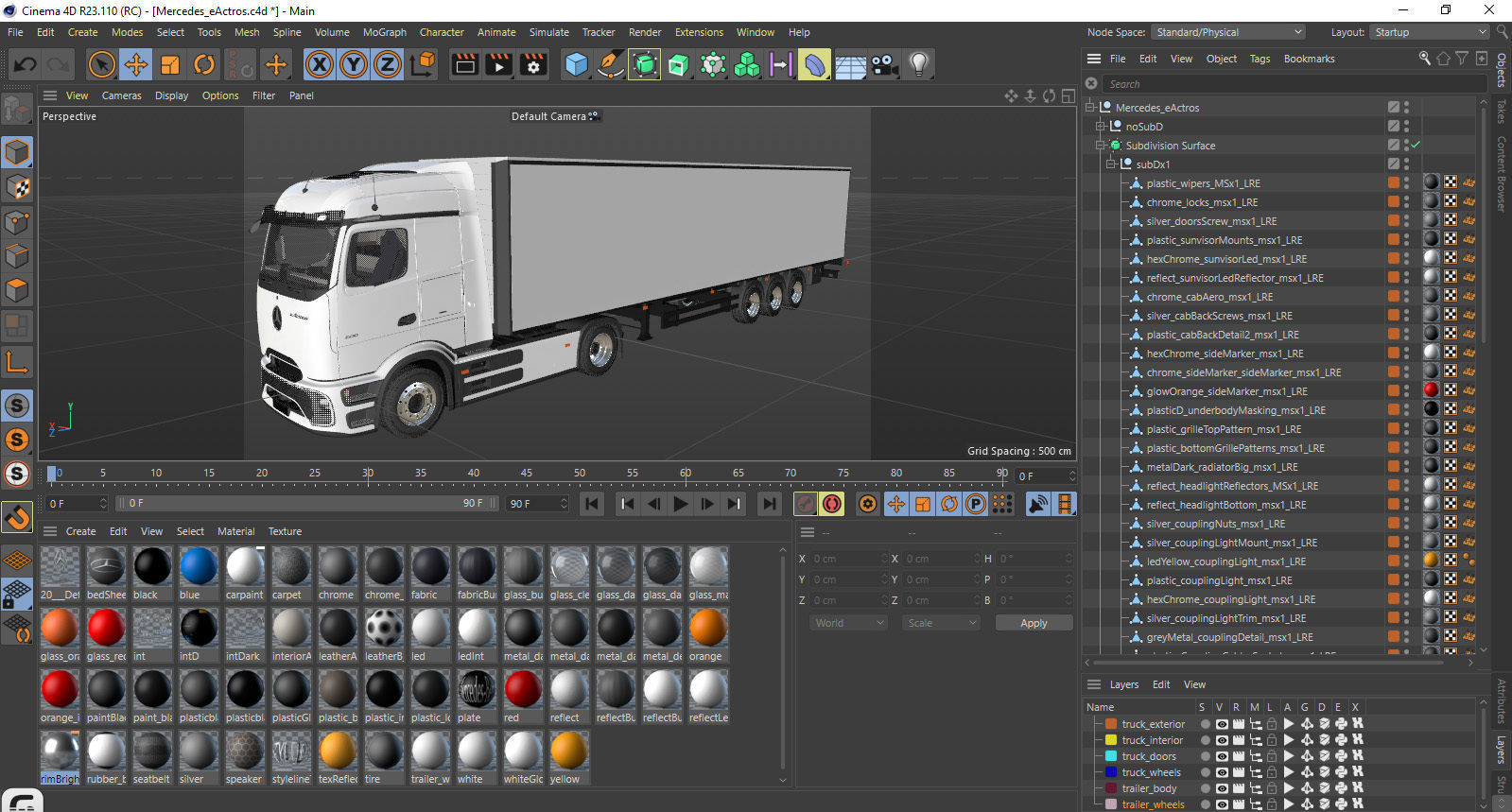 Mercedes eActros 600 with trailer 3D model_46