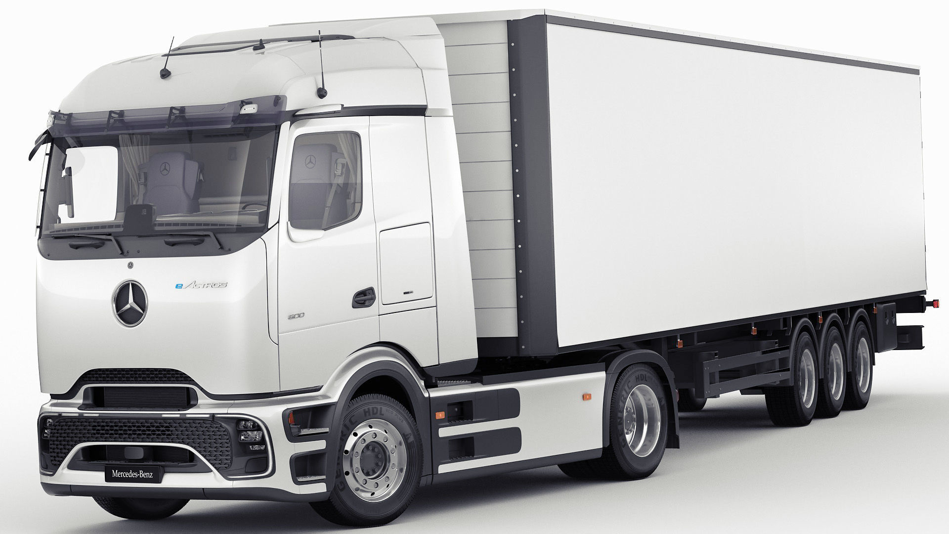 Mercedes eActros 600 with trailer 3D model_1