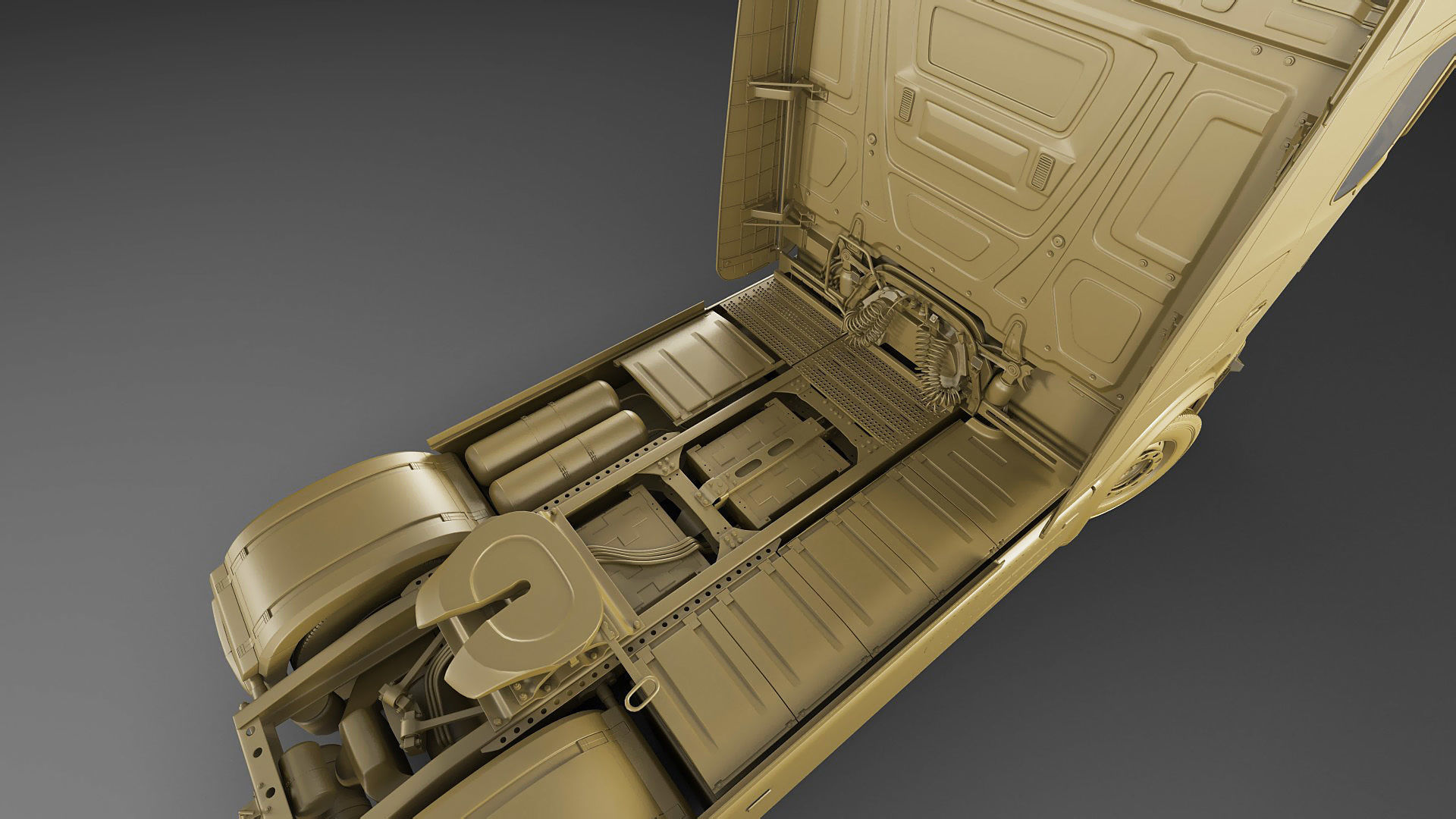 Mercedes eActros 600 with trailer 3D model_34