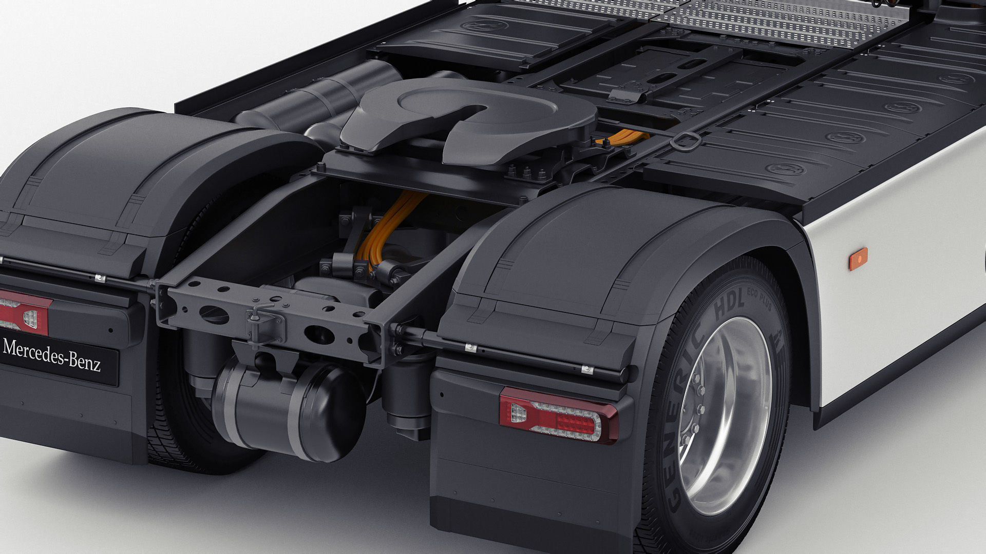 Mercedes eActros 600 with trailer 3D model_11