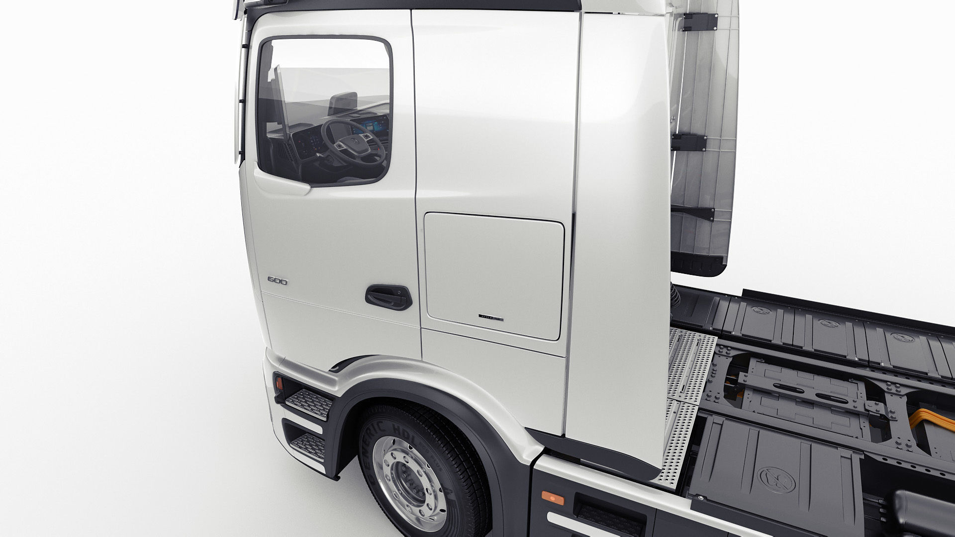 Mercedes eActros 600 with trailer 3D model_19