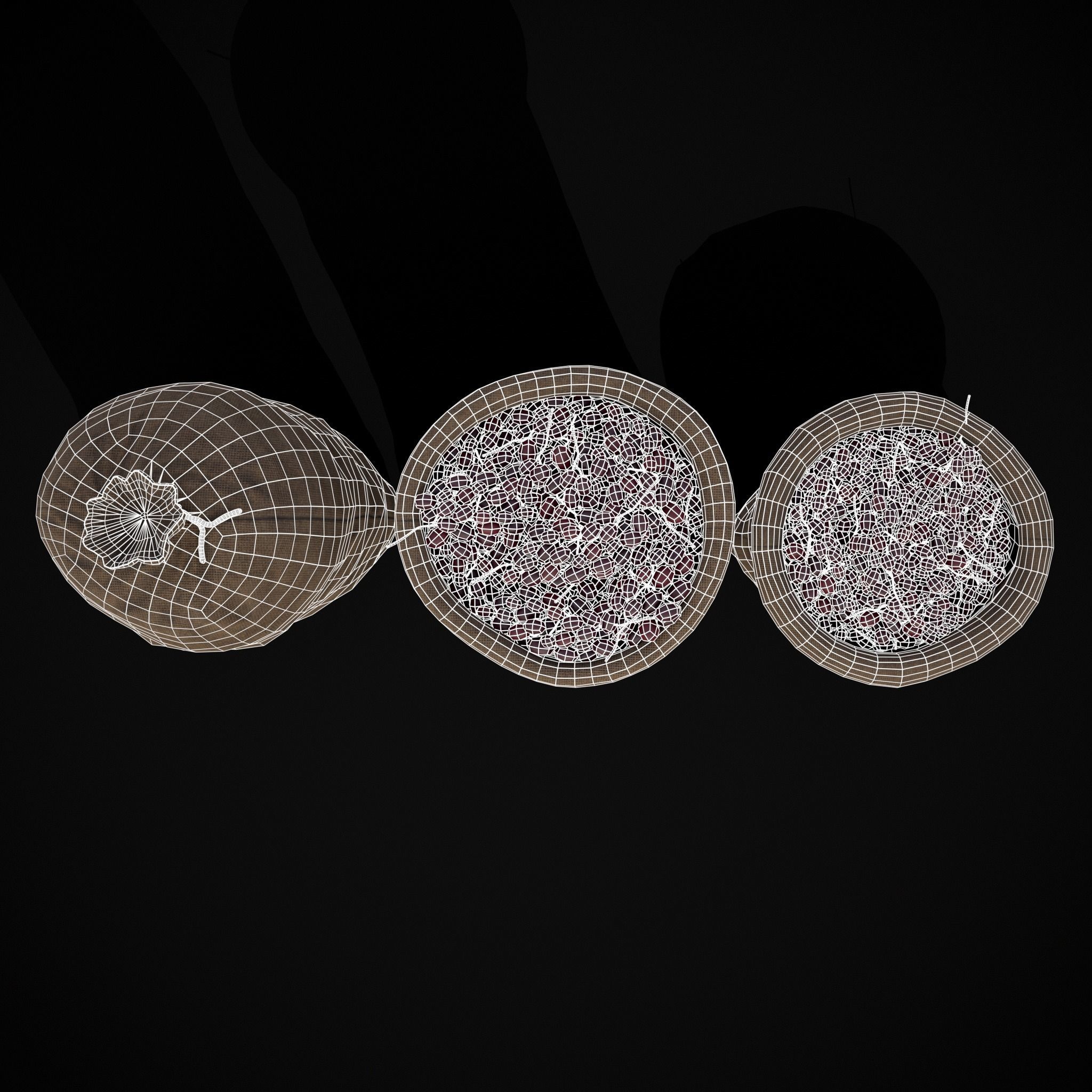 Burlap Sacks of Grapes Low-poly 3D model_6