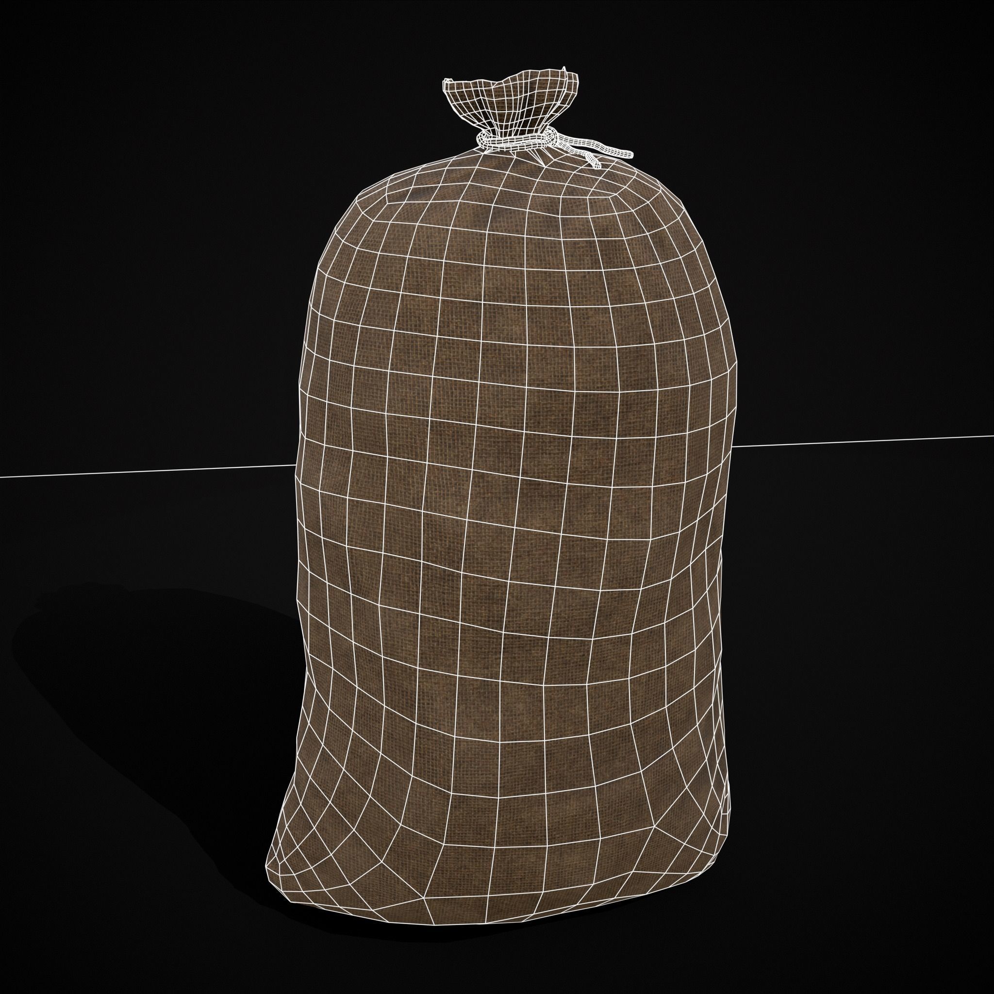 Burlap Sacks of Grapes Low-poly 3D model_12