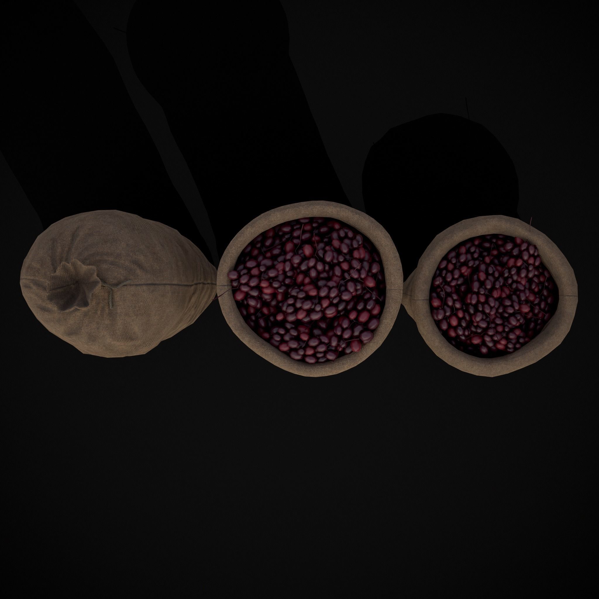 Burlap Sacks of Grapes Low-poly 3D model_5