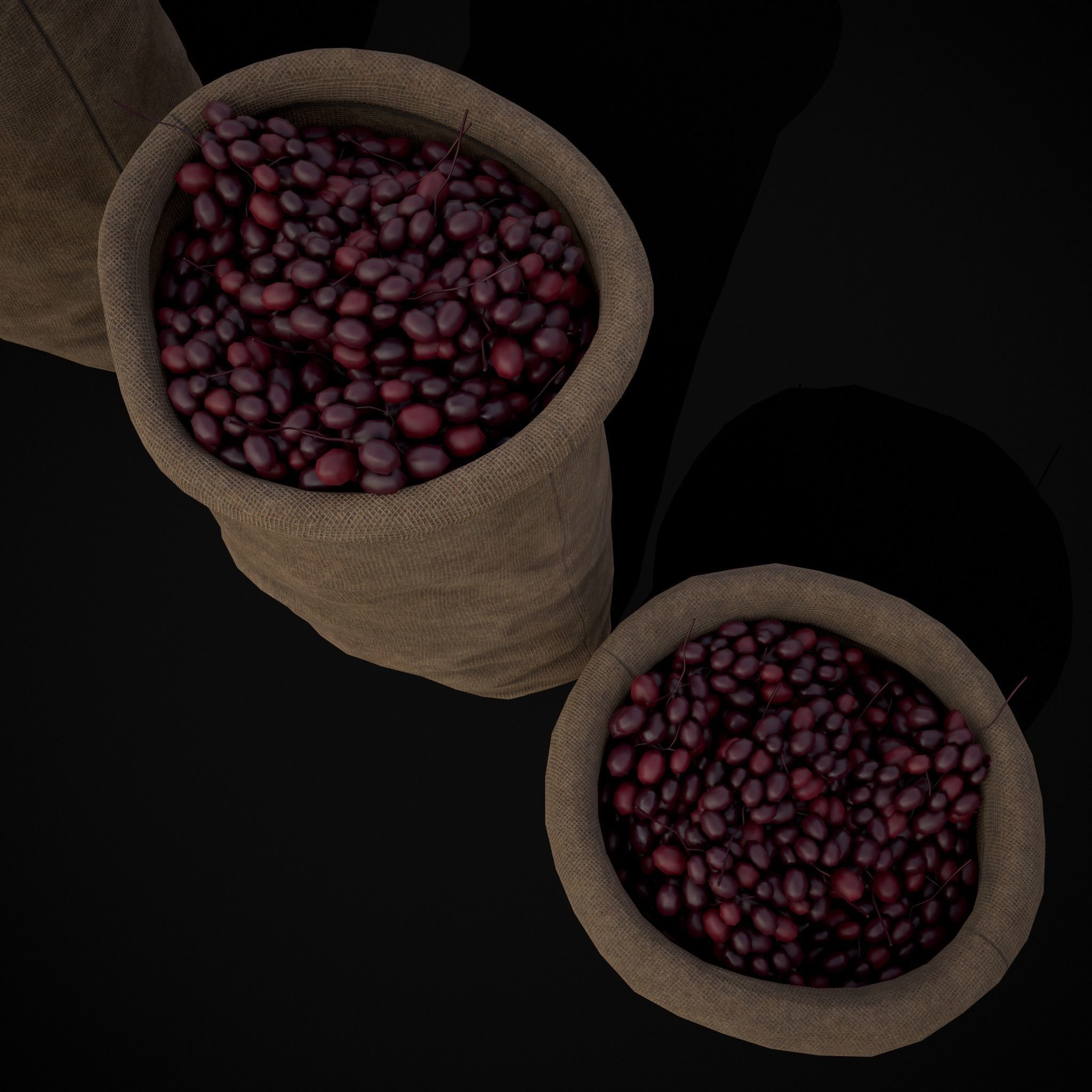 Burlap Sacks of Grapes Low-poly 3D model_17