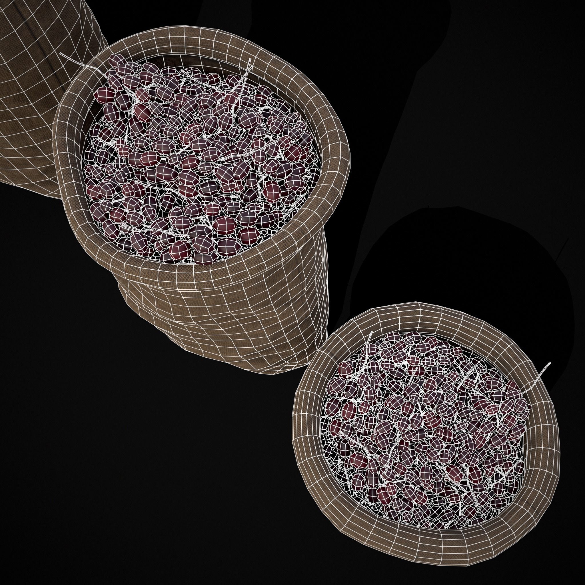 Burlap Sacks of Grapes Low-poly 3D model_18
