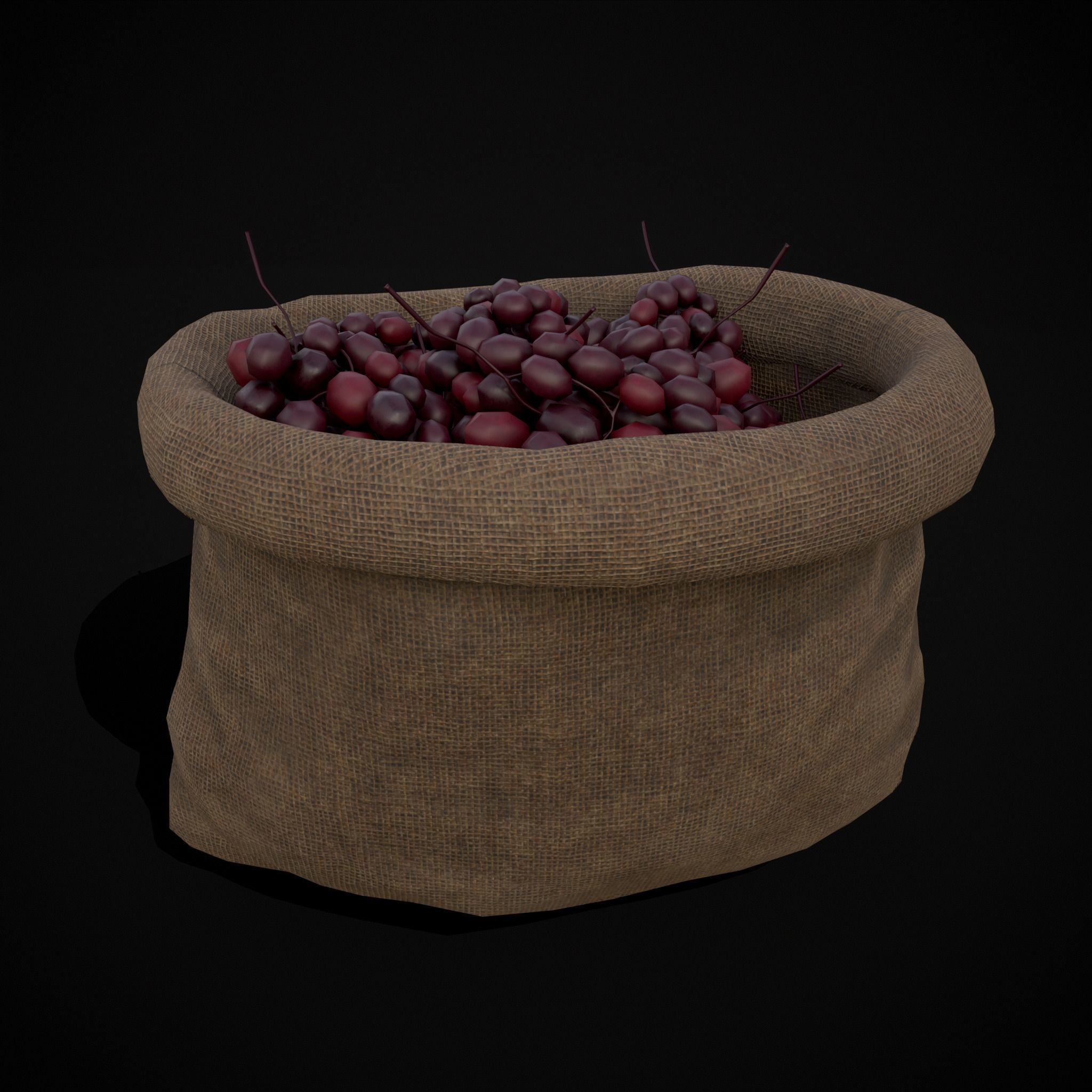 Burlap Sacks of Grapes Low-poly 3D model_15