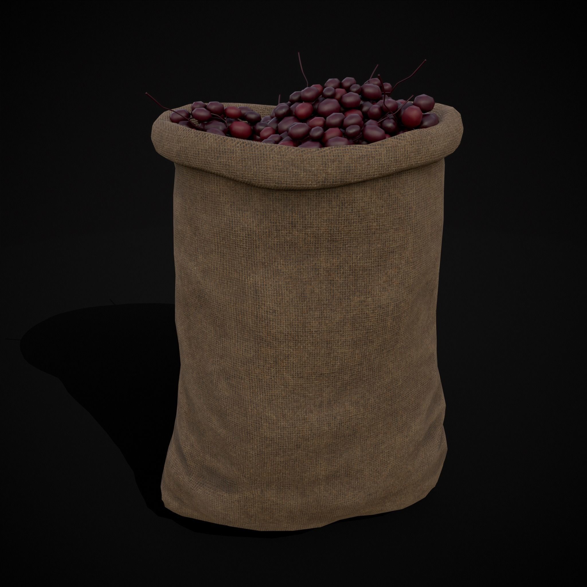 Burlap Sacks of Grapes Low-poly 3D model_13