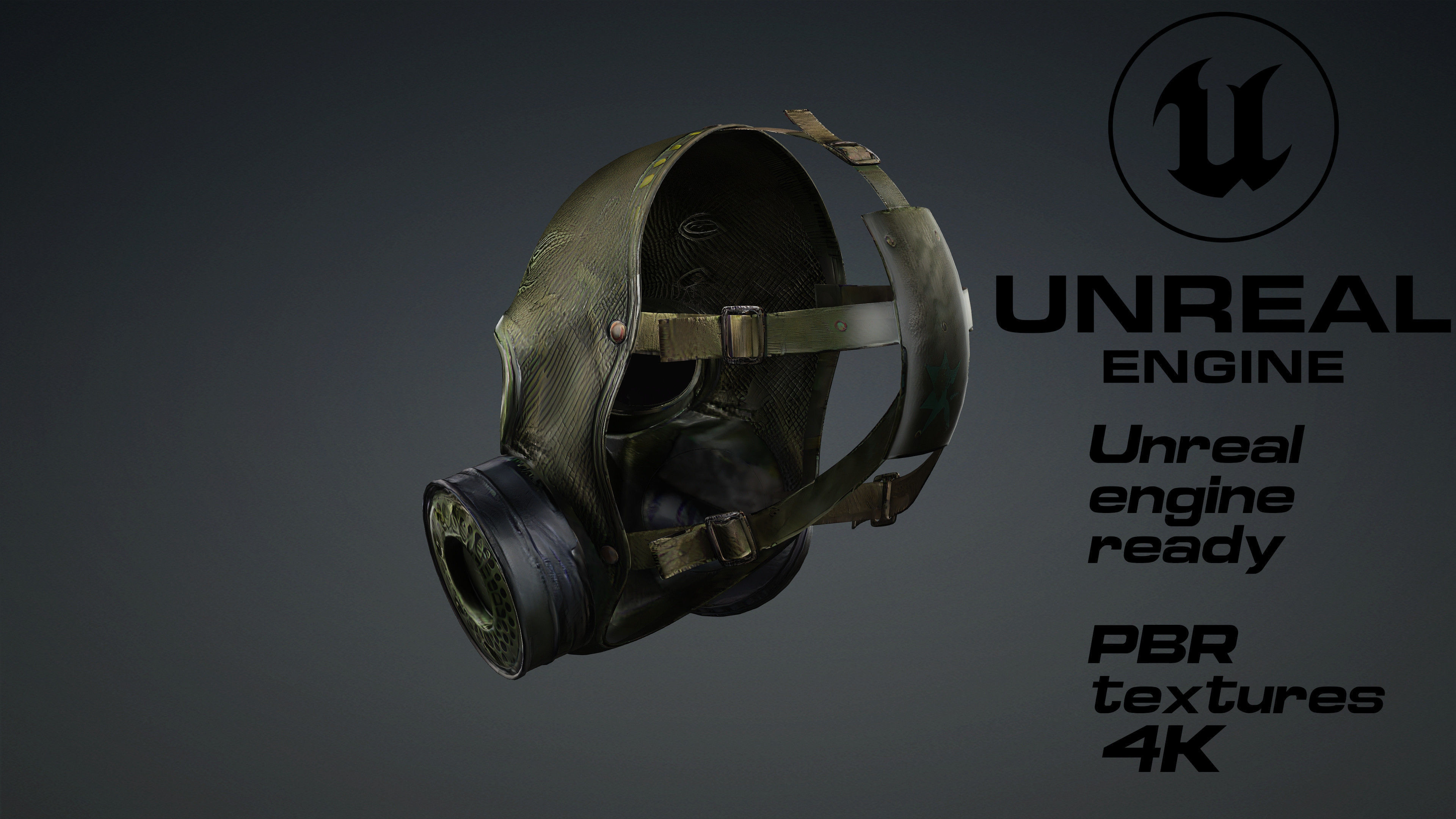 Apocalyptic Gas Mask game ready UE5 FBX Low-poly 3D model_3