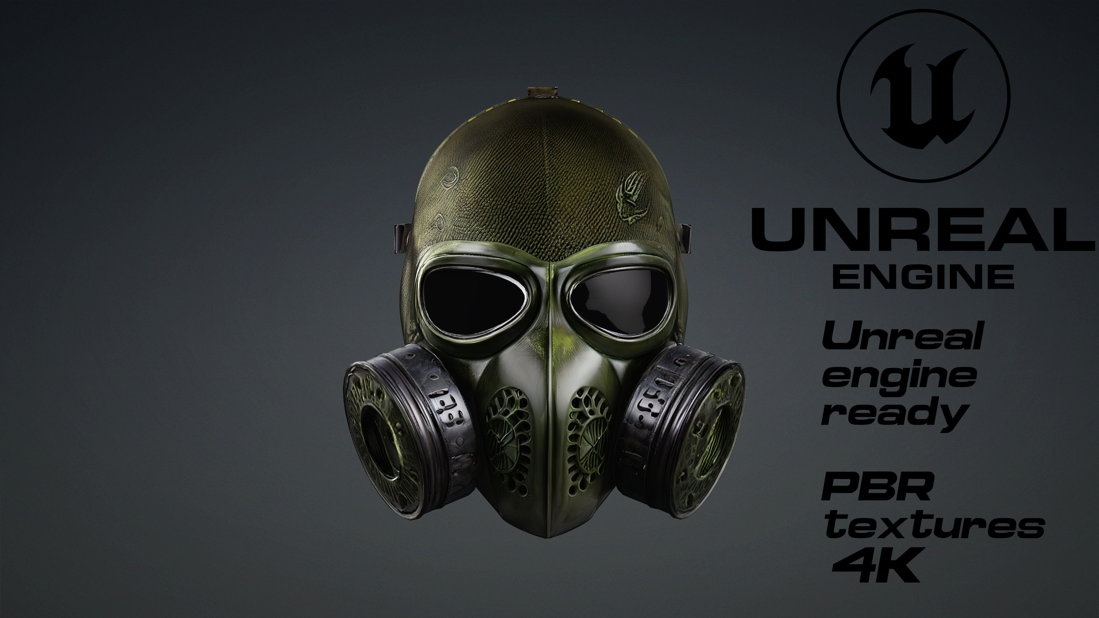Apocalyptic Gas Mask game ready UE5 FBX Low-poly 3D model_1