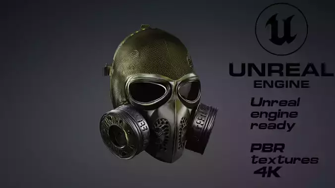 Apocalyptic Gas Mask game ready UE5 FBX Low-poly 3D model