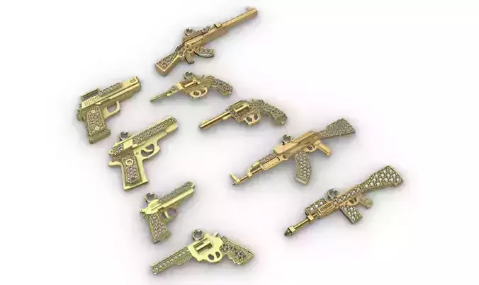 dijes- Colgantes paquete de 8 pistolas mas 1 dije de regalo -v- 3D print model