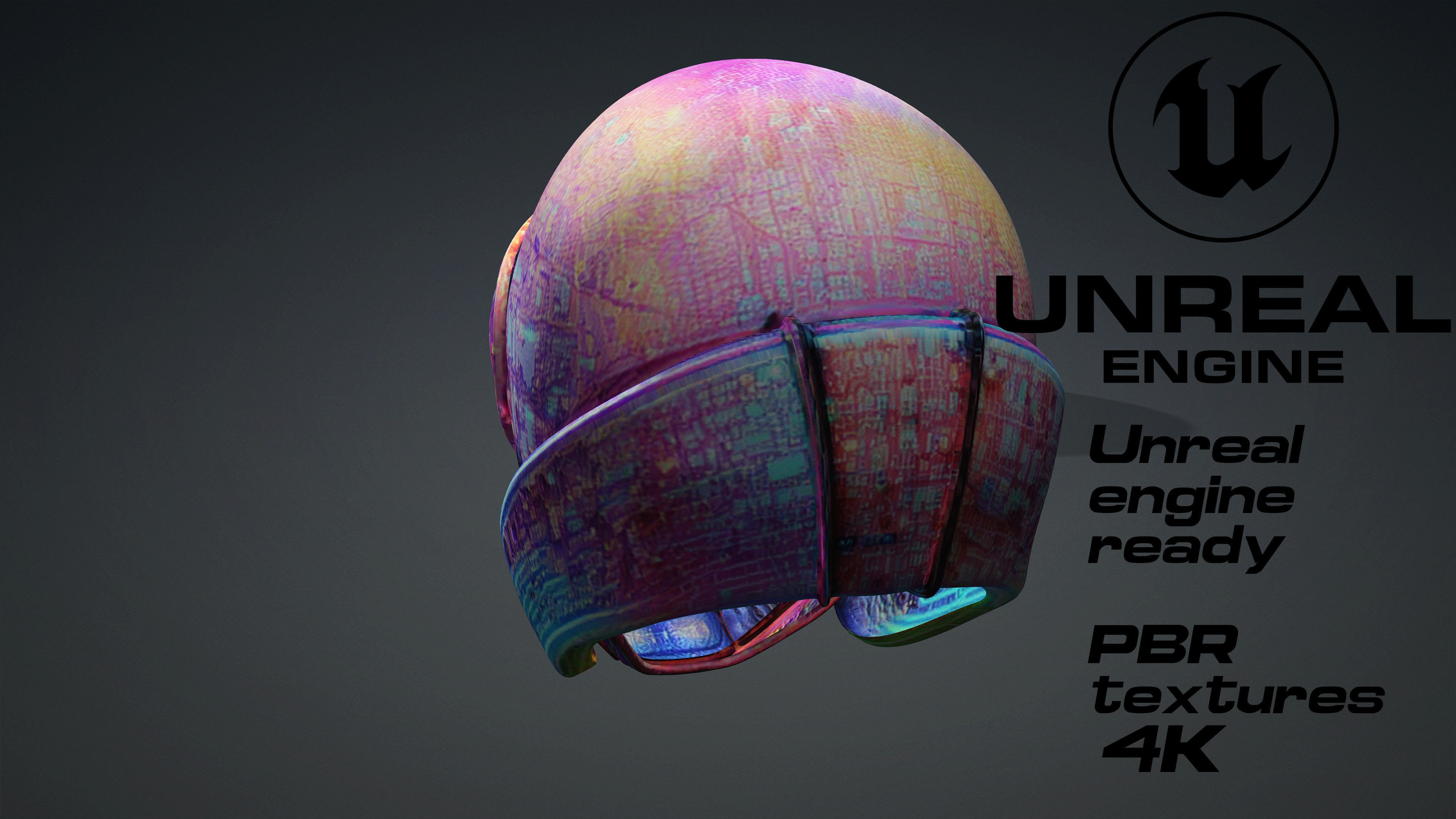 Scifi cyberpunk helmet game ready UE5 FBX Low-poly 3D model_3