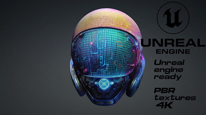 Scifi cyberpunk helmet game ready UE5 FBX Low-poly 3D model