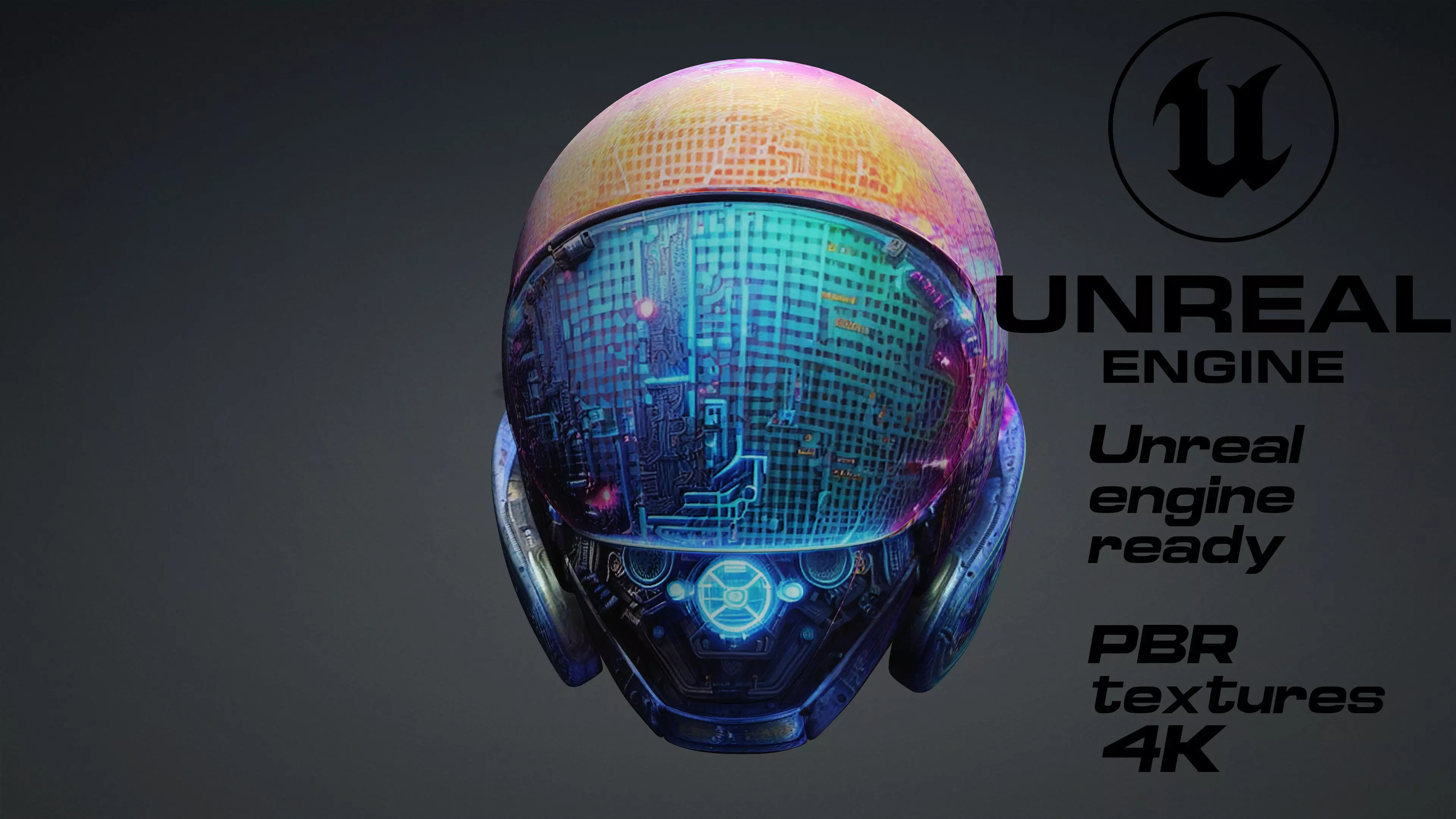 Scifi cyberpunk helmet game ready UE5 FBX Low-poly 3D model_0