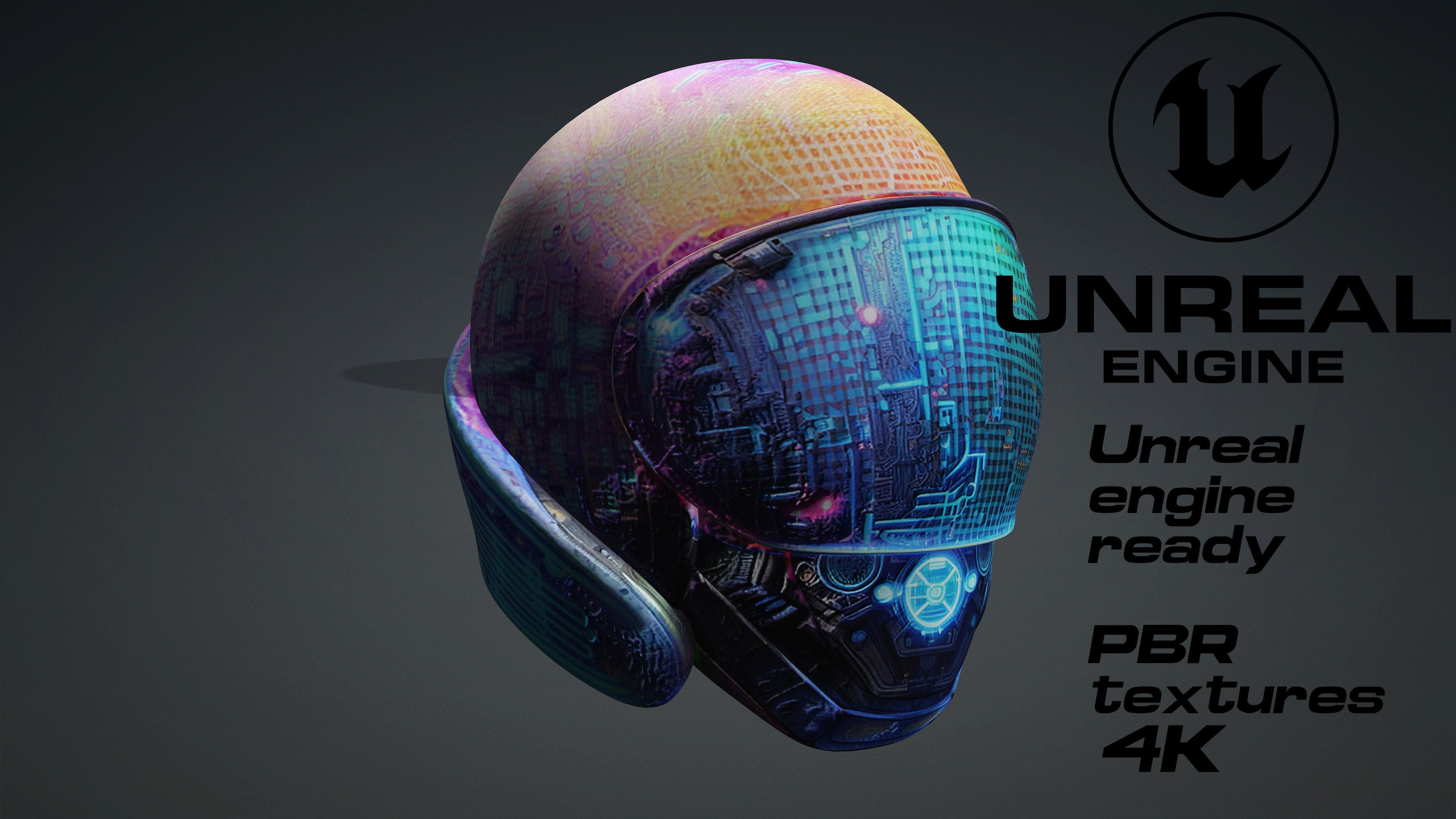 Scifi cyberpunk helmet game ready UE5 FBX Low-poly 3D model_1