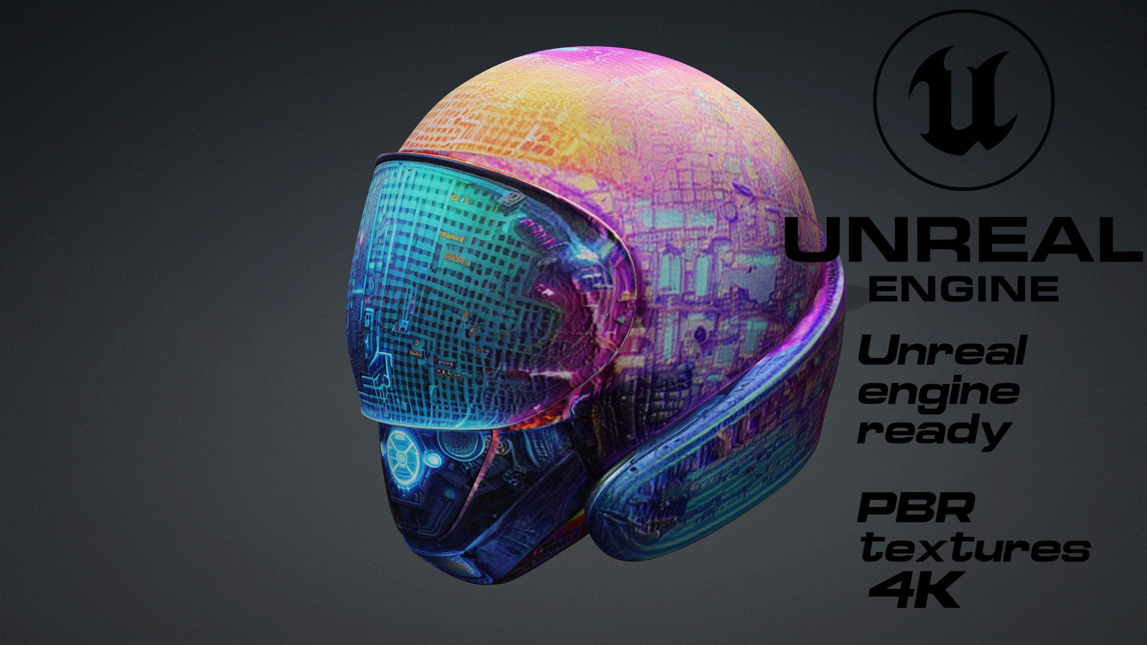 Scifi cyberpunk helmet game ready UE5 FBX Low-poly 3D model_2