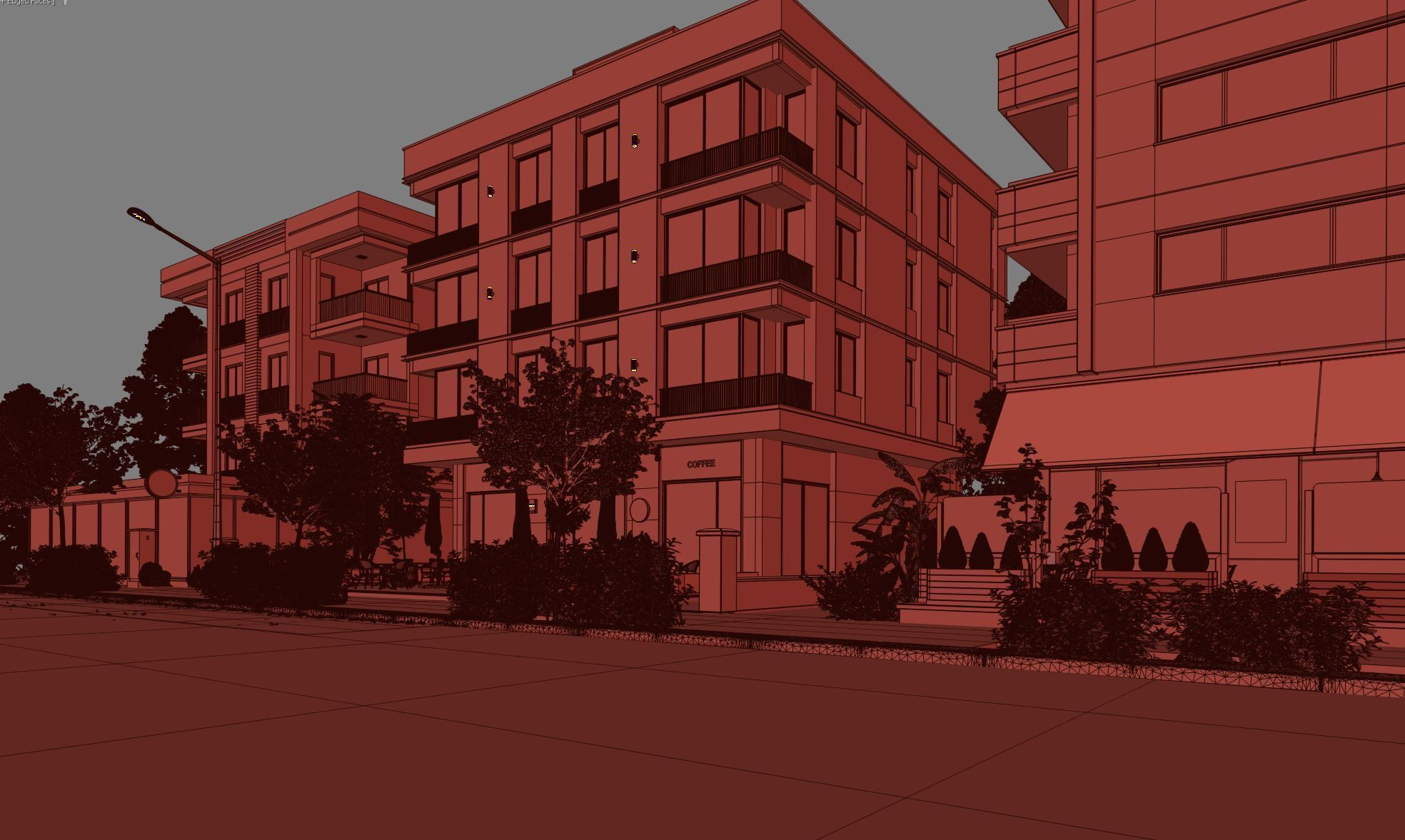 Apartment Exterior Scene 3D model_5