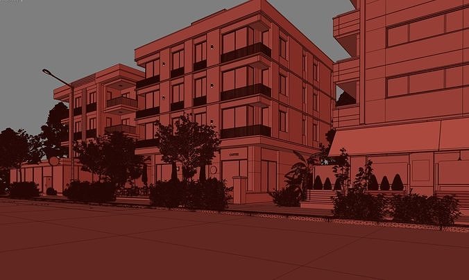 Apartment Exterior Scene 3D model 6