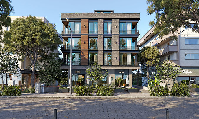 Apartment Exterior Scene 3D model 4