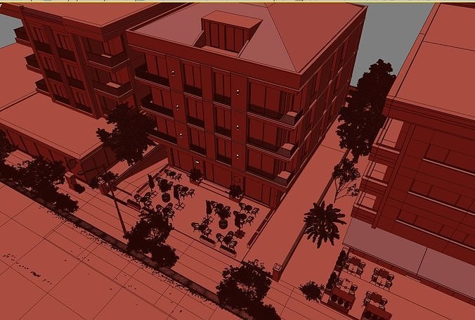 Apartment Exterior Scene 3D model 5