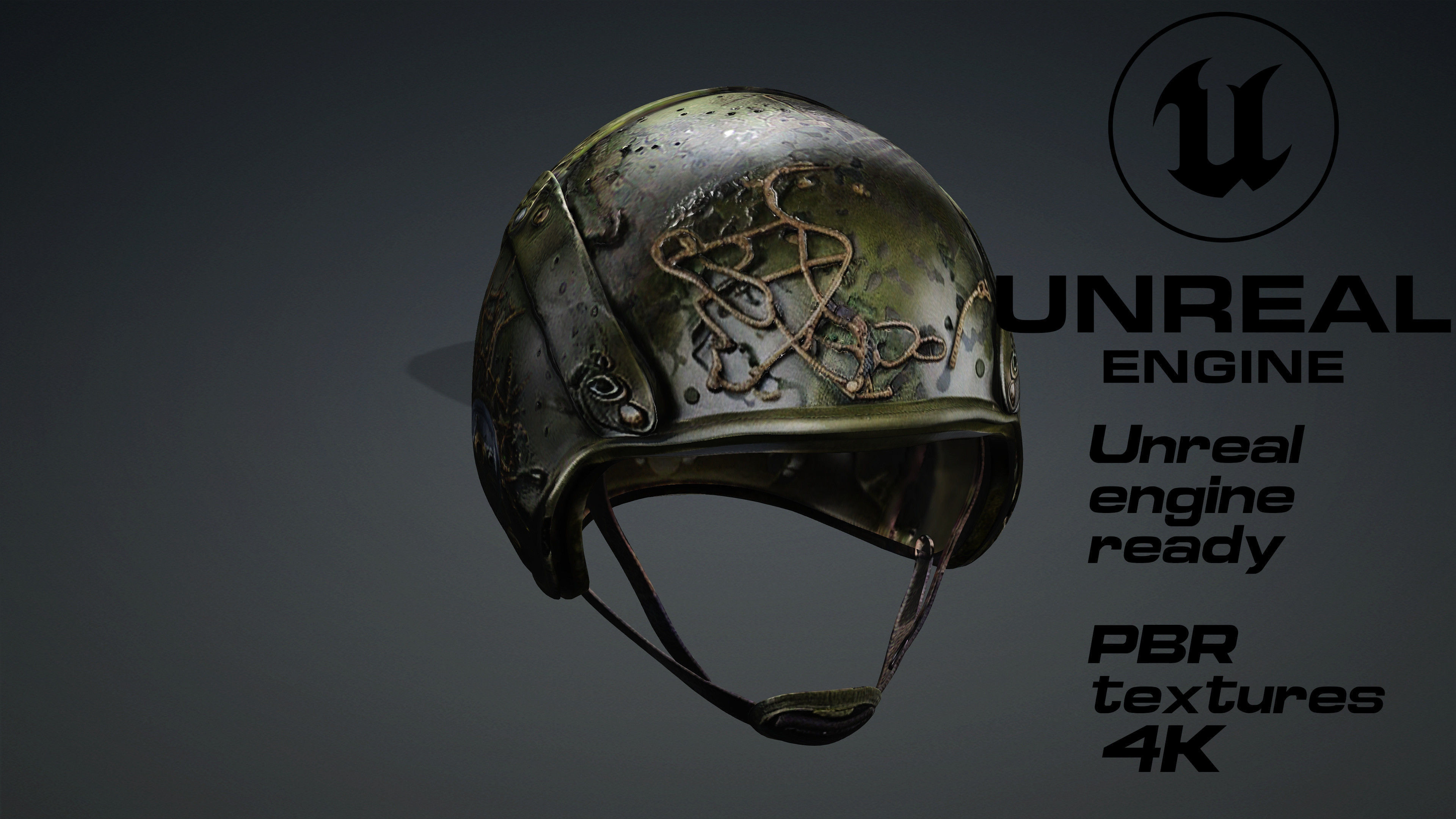 Apocalyptic militar helmet game ready UE5 FBX Low-poly 3D model_1