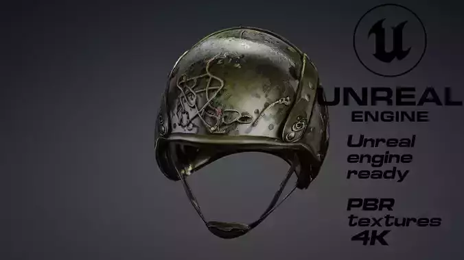 Apocalyptic militar helmet game ready UE5 FBX Low-poly 3D model