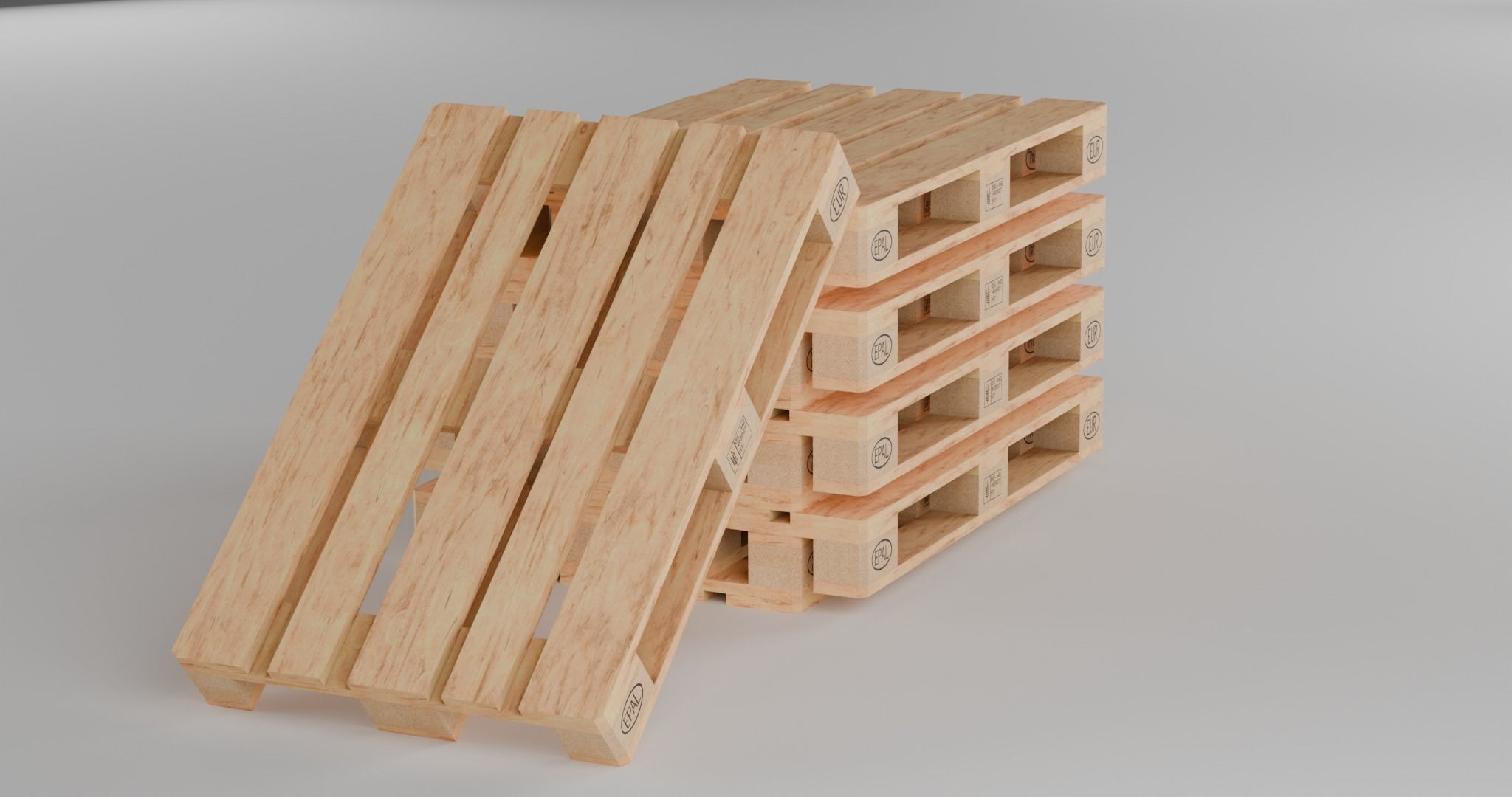Wooden Euro and Fin Pallet Asset different conditions Low-poly 3D model_4