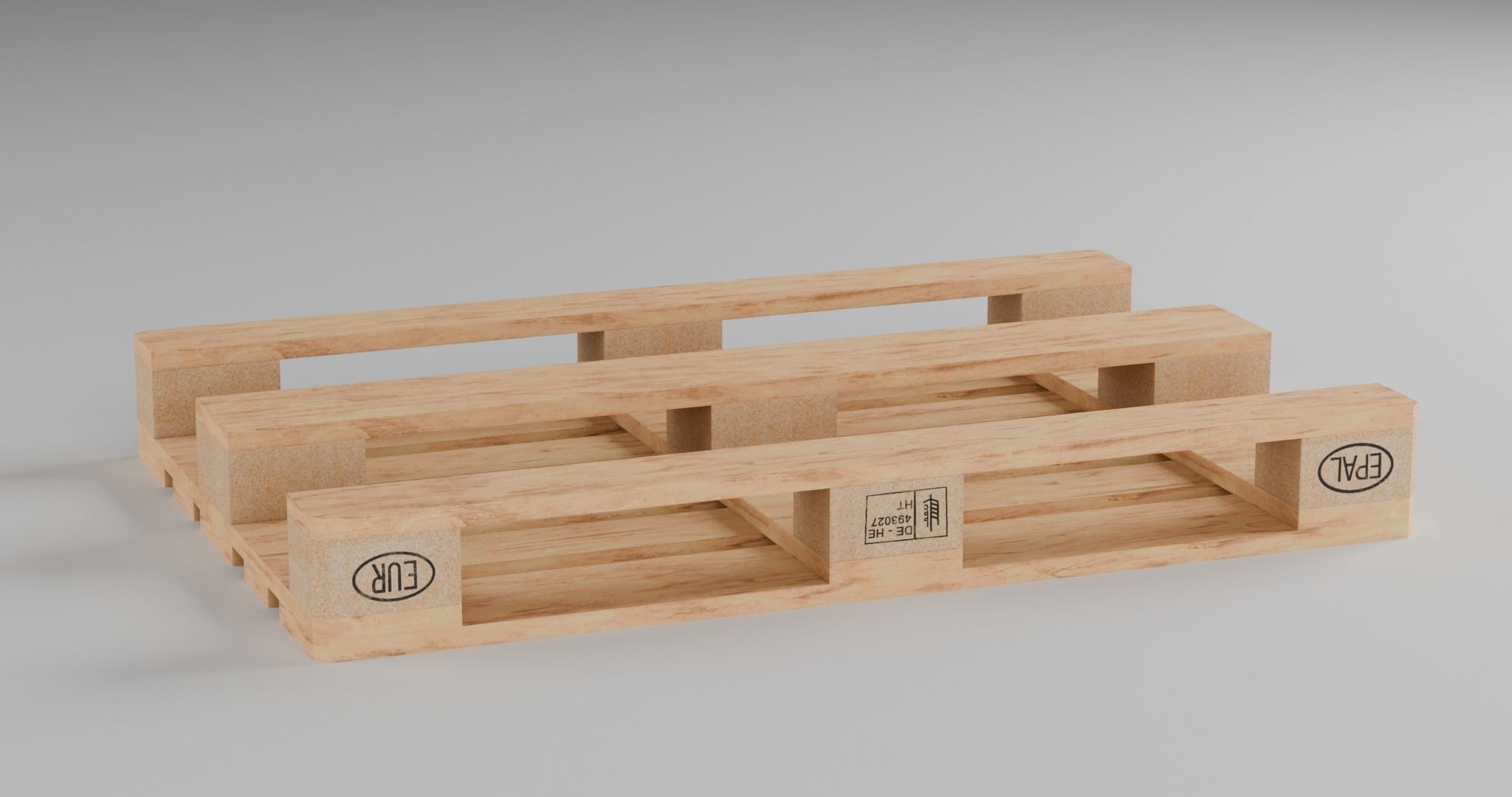 Wooden Euro and Fin Pallet Asset different conditions Low-poly 3D model_2