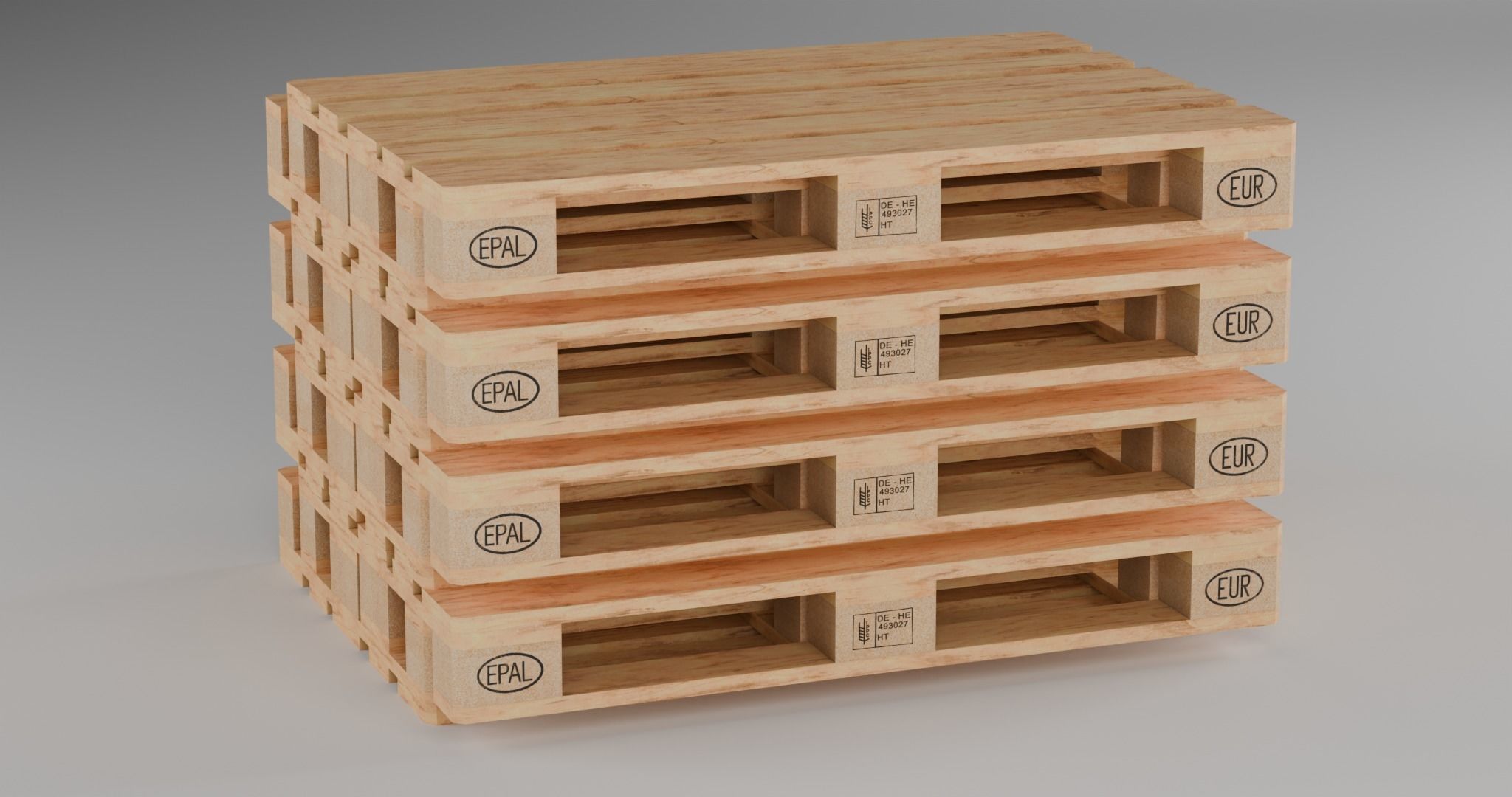 Wooden Euro and Fin Pallet Asset different conditions Low-poly 3D model_3