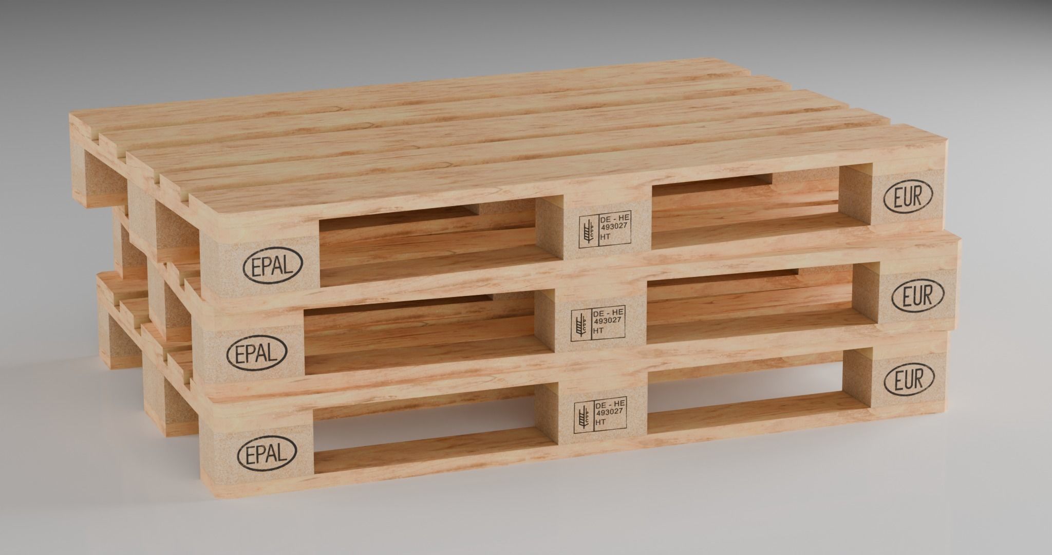 Wooden Euro and Fin Pallet Asset different conditions Low-poly 3D model_1